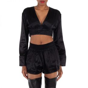 T By 알렉산더왕 우먼 Long-Sleeve Cropped Blouse Size 미디움 1WC3241932-BLACK 1308800