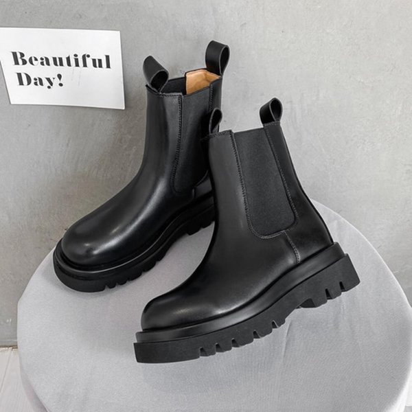 [옷자락] 여자 가을 겨울 밴딩 통굽 베이직 블랙 첼시 미들부츠