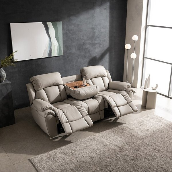 3인 전동 천연통가죽 리클라이너 소파 KC4102
