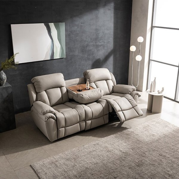 3인 전동 천연통가죽 리클라이너 소파 KC4102