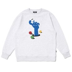 CREWNECK ROLL&POP WHITE MELANGE 욜프 크루넥 롤앤팝 화이트 멜란지