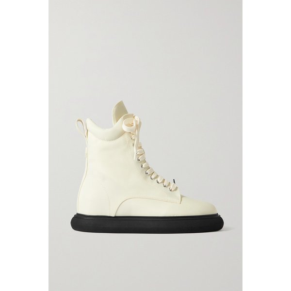 셀레네 로고 장식 쉘 가죽 컴뱃 부츠 6630340696450957