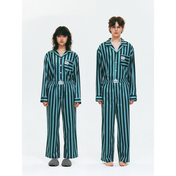 (Unisex) 터쿠아즈 블루 긴팔/긴바지 파자마 세트