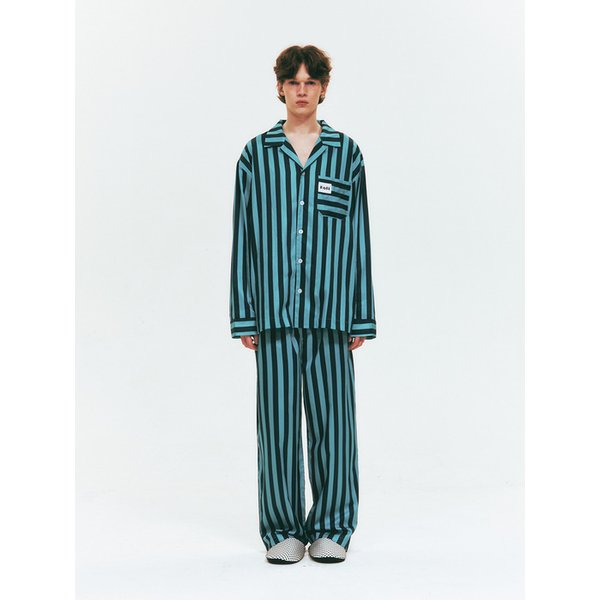 (Unisex) 터쿠아즈 블루 긴팔/긴바지 파자마 세트