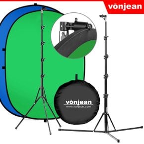 VDR-220B 휴대용 양면 그린-블루 크로마키 배경 스탠드 SET (스튜디오 방송 사진 영상 촬영 등)