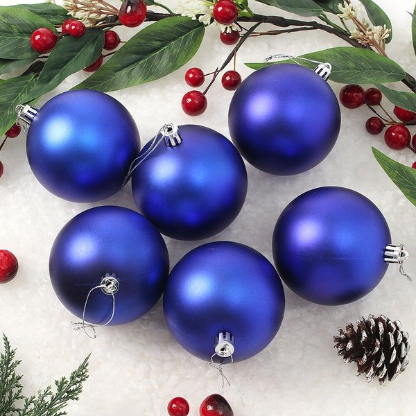 블루 무광볼 6p세트(8cm) 트리 장식구슬