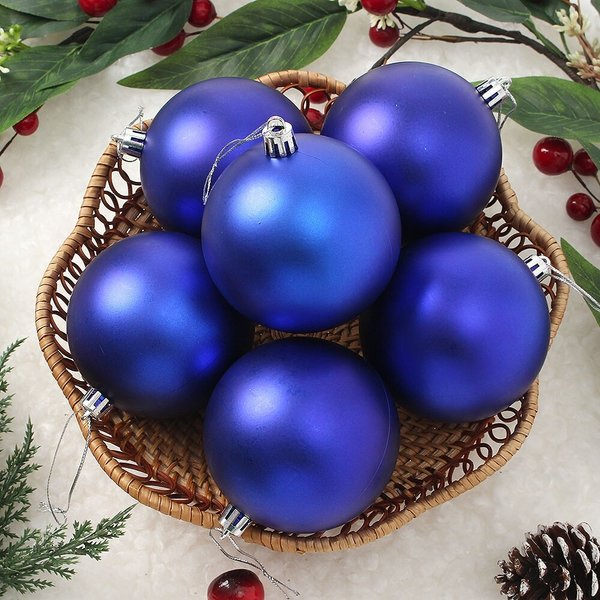 블루 무광볼 6p세트(8cm) 트리 장식구슬