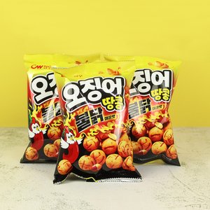  CW 청우 불닭 오징어땅콩 90g 3번들 / 매운맛 봉지과자