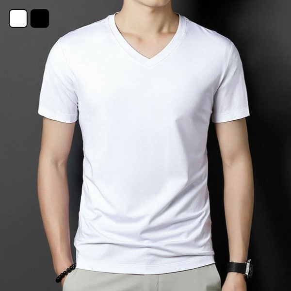 여름 남자 아이스 브이넥 무지 이너 반팔 티셔츠 DMS-TSH-SBM073
