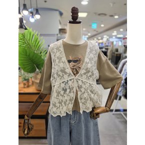 노원점 자수 원단추 레이스 조끼 A26TS6251