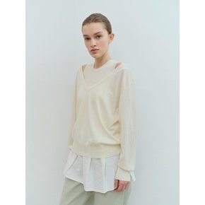 TVS V-NECK LAYERD KNIT TOP_3COLORS