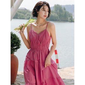 LS_Pink tube top v neck dress