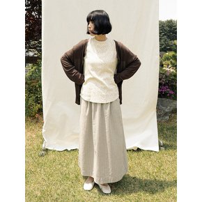 26SS 스트라이프 코튼린넨 롱 스커트 베이지 642601TBE
