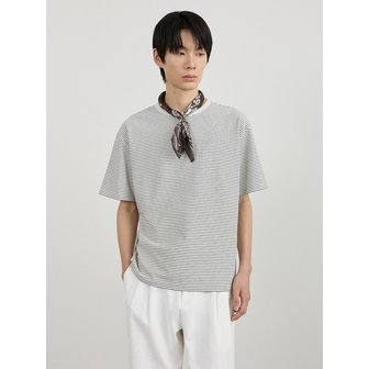 티메이커 COMFORT SEMI-CROPPED STRIPE HALF-SLEEVE TOP IV