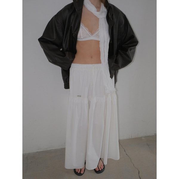 플레어 밴딩 롱 스커트 (white)