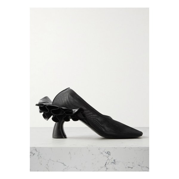 가죽 트리밍 메시 펌프스 블랙 1647597349818434