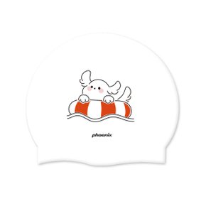 PSC-03 디자인 실리콘 수영모 스위밍퍼피 화이트