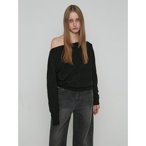 CABLE OFF-SHOULDER KNIT [BLACK]