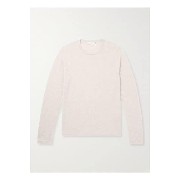 새먼 아멜 슬림핏 캐시미어 실크 혼방 티셔츠 뉴트럴 1647597354841510