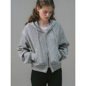 U Waffle Hood Zip Up_Flower Gray