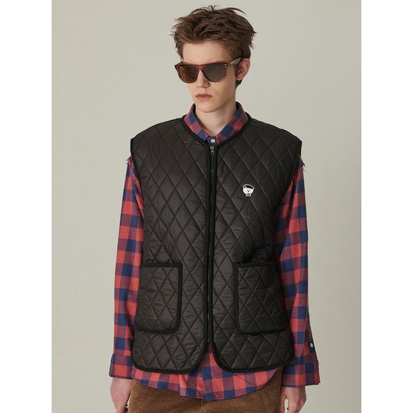 ILP 패치 포인트 퀼팅 베스트 블랙