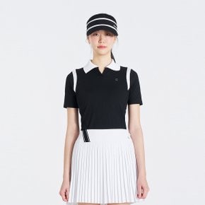 25SS 여성 니트 배색 V넥 카라 반팔 티셔츠 TWTPO6146-199