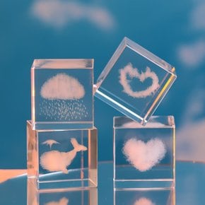 구름 크리스탈 오브제 아크릴 큐브 사무실 데스크테리어 미니어처 인테리어 장식 소품 문진