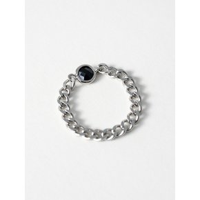 Black crystal pendant surgical chain ring