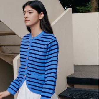 YUPPE STRIPE KNIT JACKET_BLUE