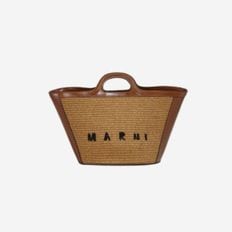 레더  라피아 트로피칼리아 스몰백 로우 시에나 Marni Leather  Raffia Tropicalia Small