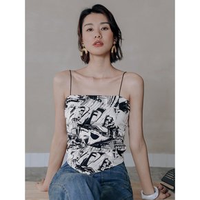 (예약배송 6/21)Langson print scarf top_black