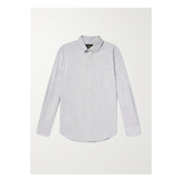 포르투기스 플란넬 버튼다운 칼라 스트라이프 브러시드 코튼 옥스포드 셔츠 46376663162911705