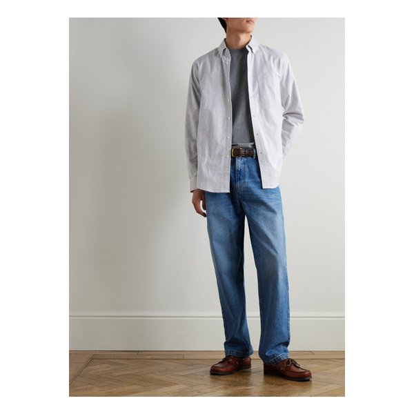 포르투기스 플란넬 버튼다운 칼라 스트라이프 브러시드 코튼 옥스포드 셔츠 46376663162911705