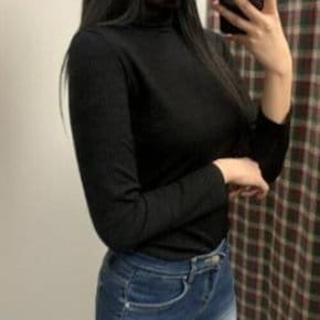 국내생산 여성 스트라이프 반목 긴팔티셔츠 4칼라 하프넥 스판 목폴라 이너 반목티