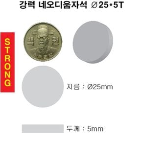 문구완구 초강력 네오디움 영구 원형 자석 25X5T 2개