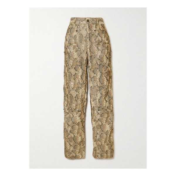 에미 패널 스네이크 프린트 코튼 혼방 코듀로이 와이드 팬츠 1647597343381038