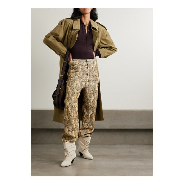 에미 패널 스네이크 프린트 코튼 혼방 코듀로이 와이드 팬츠 1647597343381038