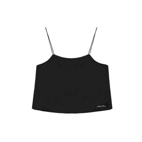 SATIN CROP SLEEVELESS TOP_BLACK