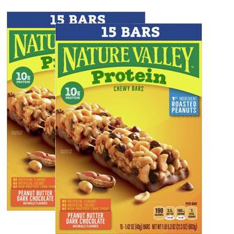  [해외직구] Nature Valley 네이처입밸리 프로틴 그래놀라 바 피넛 버터 다크 초콜릿 40g 15입 2팩