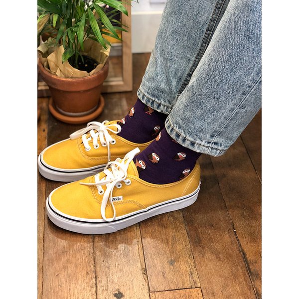 남녀공용 부엉이 패턴 삭스 -퍼플