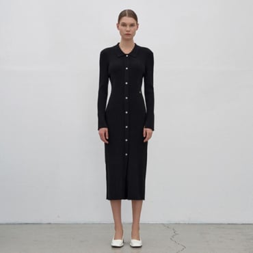 나인(Atelier Nain) 나인 ()OPEN COLLAR MAXI SLIM KNIT DRESS_A OP-6139