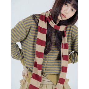 Lazy Stripe Muffler (Red Beige)