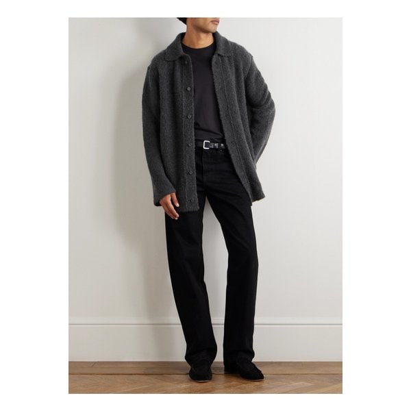 노박 캐시미어 알파카 실크 혼방 부클레 가디건 블랙 46376663162895932