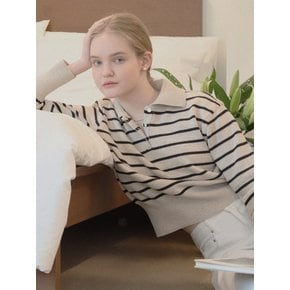 MARINER STRIPE JUMPER (LINEN BEIGE / BLACK)