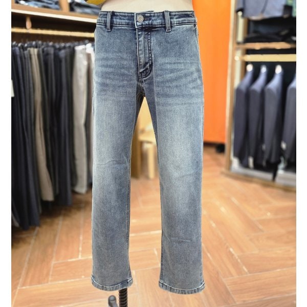 [여주점] 코오롱 브렌우드 남성 릴렉스핏 기모 블루 데님 청바지 BRPDW25443BUX