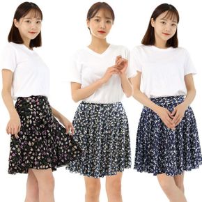꽃 무늬 플레어 스커트  캐주얼 하이 웨이스트 미니 스커트  여성 의류_P359086396