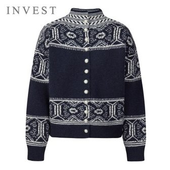 신세계라이브쇼핑 [인베스트] 포인트 나염 미들 넥 오픈 니트_IN5W1KT2361