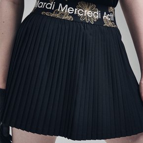 [마르디메크르디악티프]ACCORDIAN MINI SKIRT JACQUARD BAND ALL FLOWERS_BLACK IVORY