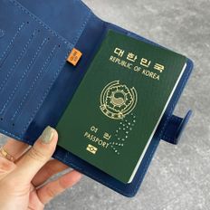 자석형 RFID차단 여권 지갑 케이스 블루