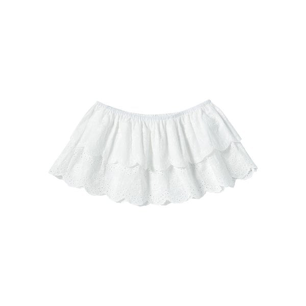 Punching Lace Mini Wrap Skirt (WHITE)